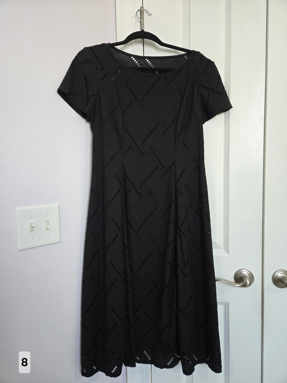 Ronni Nicole Black Eyelet Midi Dress